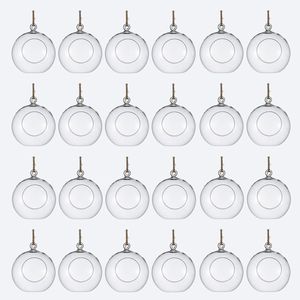 Wholesale Package of 24 Clear Glass Orbs Terrarium Hanging Glass Candle Holders 8 CM Tea Light Holders Use For Succulent Gardening or Wedding Decorati