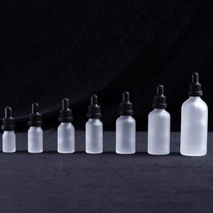 Anti-hırsızlık Caps 5ml-100ml ile Şeffaf Buzlu Cam Sıvı Reaktif Pipet Şişeler Göz Damlalık Aromaterapi Uçucu Yağlar Parfüm şişeleri