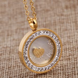 Fashion-New Necklace Ladies Pendant Jewelry Wild Stainless Steel Necklace Stereo Disc Diamond Pendant Necklace