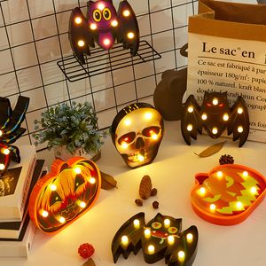 Halloween Night Lights Led Spider Bat Pumpkin Skelett bordslampa för sovrum utomhus dekoration belysning nattlampa