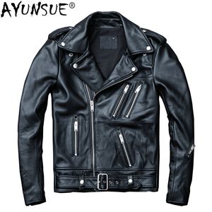 AYUNSUE Cow Genuine Leather Jacket Men Short Sheepskin Coat Men Leather Jackets Motorcycle Chaqueta Cuero Hombre KJ1916