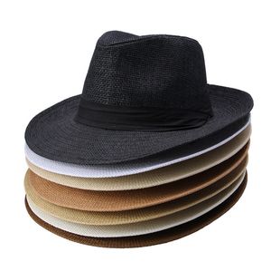 Homens e mulheres grandes chapéus de cowboy Panamá Chapéus de palha Outdoor Sports Caps Ampla Brim Chapéus