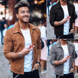 Stylowa Męska Jesień Zima Ciepła Zip Up Kurtka 2019 Nowy Solidny Zipper Slim Outwear Casual Płaszcz Top Płaszcz M-3XL