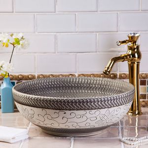 China Painting mandarin duck Ceramic Painting Art Lavabo Bathroom Vessel Sinks Round counter top wash basin with painting