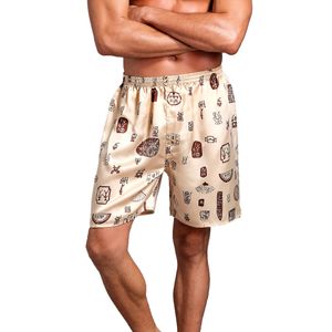 Homens Shorts Streetwear Homens Casual Shorts Men's Summer Casual Impressão solta Home Sleepwear Pijama Silk Satin W415