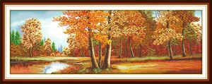 Golden Time Whole Forest Scene Decor Painting, set di ricamo ricamo a pezzi fatti a mano a mano stampata conta su tela dmc 14ct /11ct