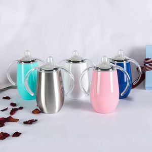 8oz Double Wall Coffee Mugs Tumblers Egg Cups Wine Glass With Handle Stainless Steel Tumbler With Lids Handle DH1092