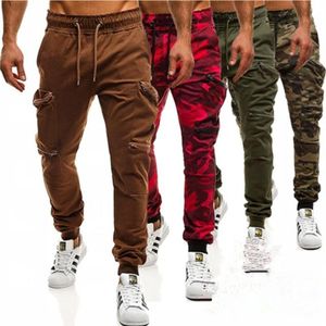 Herren Jogger Casual Hosen Rot Camouflage Multi-Taschen Cargo Hosen Männer Baumwolle Harem Hosen Hip Hop Hosen Streetwear Größe M-3XL