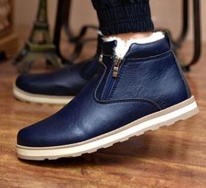 أحذية الثلوج للرجال موضة جديدة في أحذية شتاء دافئ البريطانية للرجال ، أحذية جلدية من جلد الغزال ، وجوه عالية ، الترفيه والقطن أحذية القطن
