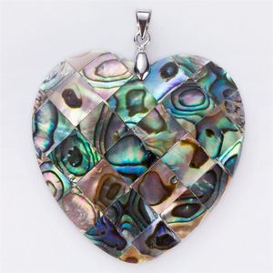 Heart Pendant Paua Shell Handmade Accessories Mosaic Checkered Abalone Shell Bohemian Pendants Jewelry Gifts 5 Pieces