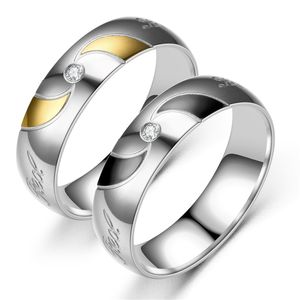 2020 Nieuwe Titanium Rvs Cubic Zirconia Unisex Vinger Band Ring Diamond Liefhebbers Swirl Wedding Engagement Rings voor Paren Groothandel