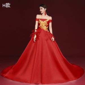 Embroidery Evening party Dresses for women Qipao long Trailing Mermaid Cheongsams red Modern sexy Chinese Luxury Wedding gown