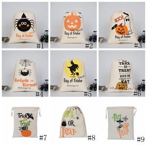 Cadılar Bayramı Şeker Çantası Hediye Çuval Treat veya Hile Kabak Baskılı Tuval Çantalar Hallowmas Noel Partisi Festivali Drawstring Bag Gga2558