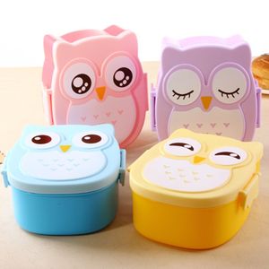 Kawaii Candy Color Owl Lunch Box Microwave Oven Bento Container Case Dinnerware Children's Birthday Gift