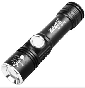USB LED ficklampa Handy Rechargeable LED Torch Light Jakt Mini USB LED LANTERA 3 MODES Zoomable Keychain Torch för camping