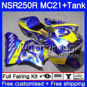 Injektion för Honda NSR 250R 250 R NSR250R 1990 1991 1992 1993 Blue Yellow Top 264HM.31 NSR250 R RR MC21 PGM3 NSR250RR 90 91 92 93 FAININGS