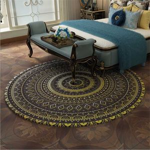 AOVOL Vintage Ethnic Wind Bohemian Round Rug Carpets For Living Room Bedroom Rugs Feeling Comfortable And Soft Floor Mats