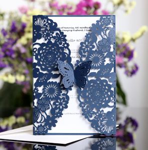 Laser Cut Wedding Invitations OEM in 41 Colors Customized Hollow With Flowers Folded Personalized Wedding Invitation Cards BW-HK62