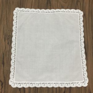Conjunto de 12 Home Textiles senhoras lenço branco do algodão do casamento do laço nupcial lenços lenço 12x12 polegadas