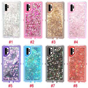 إلى Samsung Galaxy Note 10 Case Robot Defender Case Luxury Glitter Liquid Case الثقيلة غطاء حماية للصدمات لسامسونج Note 10