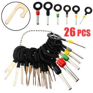 26pcs Automotive Plug Terminal Remove Tool Set Key Circuit Board Wire Harness Terminal Extraction Pick Crimp Pin Needle Remove Set Car Kit