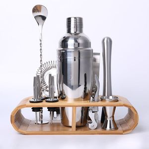 Bartending Kit Cocktail Shaker Set Kit Bartender Kit Shakers Stainless Steel 12-piece Bar Tool Set With Stylish Bamboo Stand C19041701