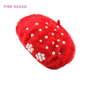 Women hats winter cap Korean new fashion pearl rabbit hair knit winter beret rex rabbit fur hat warm wild caps factory wholesales