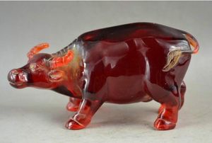 Old Handwork Amber Carve Lifelike Laborious Cattle Rare Bring Good Lucky Statue