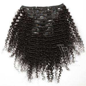 VMAE Afro Kinky Curly Clip in Extensions 3C Natural Color 100G-160G Бразильская девственная плетение волос с плетением волос от 12 до 26 дюймов