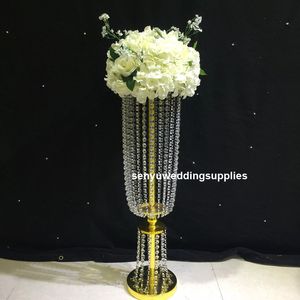 ingrosso Metalli Minimi-min Matrimonio romantico alto stand in metallo color oro fiore con i branelli di cristallo per Matrimoni senyu0210