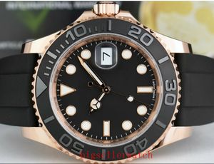 Luxury Rose Gold Watch Męskie 2813 zegarki dla mężczyzn Ceramiczna ramka szafirowa Master Black Dial Watch 40 mm 268655 Rubbe180a