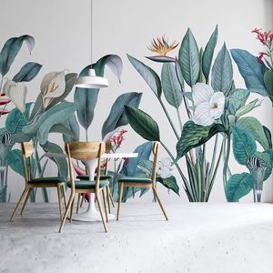 Estilo Nordic 3D Wallpaper Modern folha da planta Photo Wall Murals Sala TV Sofa Bedroom Home Decor Papel de Parede papéis de parede