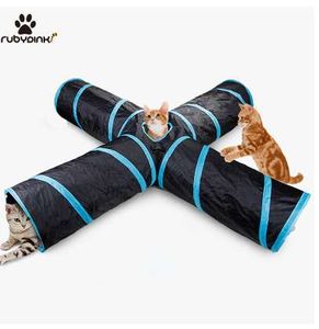 4 fori Casa Pieghevole Pet Tunnel Gatto Gioca Tenda Nido Gattino Gatto Giocattolo Divertente Giocattolo Bulk Coniglio Gioca Con Palla Per Gatto