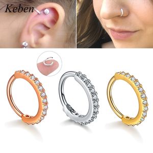 1PC Orecchino ad anello Argento e colore oro Cz Naso Cerchio Cartilagine Orecchino Daith Snug Rook Trago Anello Orecchio Gioielli penetranti