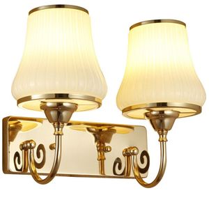 Moderna sovrum sovsida vägglampor Vit Stried Glass Golden Base Corridor Wall Lamp Fixtures Mirror Front Wall Sconces