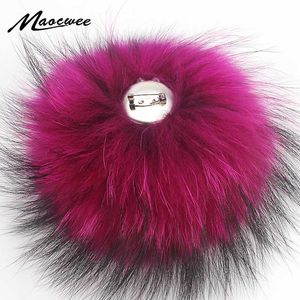 Bunte Farbe Waschbär Fell Pompons Nadel Fell Pompon für Strickmütze Mütze Mützen Schals Taschen Schuhe Echte Pom Poms mit Pin