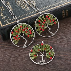 Женский разные дизайн натуральный маленький красный камень дерева жизни кулон ожерелье с бесплатным подарком