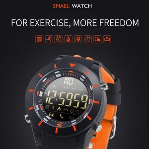 Smael Digital WristWatches防水ビッグダイヤルLEDディスプレイストップウォッチスポーツ屋外ブラッククロックショックLEDシリコンメン8002かわいい素敵な素敵な