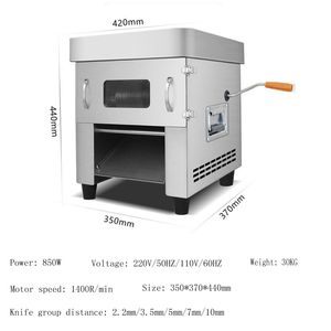 商業用電気肉スライサーマニュアル自動肉カッターマシンステンレス鋼野菜切断機850W