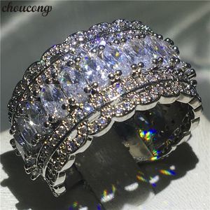 Choucong Luxury Arc Shape Ring Vitguld Fylld Ovala Diamant Engagement Bröllop Band Ringar För Kvinnor Bröllop Finger Smycken