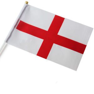 14x21cm пользовательские Англия рука машет флаги пластиковые палки флаги дешевые цены цифровой печатный полиэстер, Бесплатная доставка