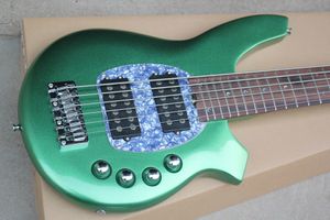 Factory Custom 6 Strings Metal Green Electric Bass Guitar Chrome Hardwares, Rosewood Fretboard, kan anpassas