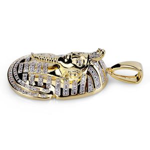 Fashion- Egiptian Pharaoh Head Portrait Hip Hop Wisiorek Spersonalizowany Mężczyzna Naszyjnik 18K Pozłacane Cubic Cyrkon Biżuteria dla mężczyzn Hurtownie