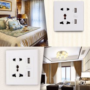 50PCS New Brand Dual USB Port Electric Wall Charger AC 110-250V Dock Socket Power Outlet Panel Plate 2 colors Smart Power Plugs