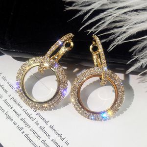 Nuovo design gioielli creativi orecchini di cristallo eleganti di alta qualità orecchini rotondi in oro e argento orecchini per feste di nozze per donna YD0025