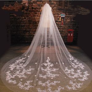 2020 Beyaz Fildişi Dantel El Yapımı Çiçekler Düğün Veils 3 M Tül Bridalvoiles de Mariage Peçe Yeni