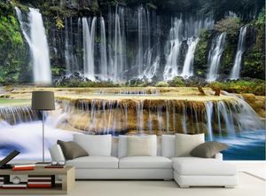 Sfondi del salotto moderno Sfondi acqua che scorre la cascata della montagna della montagna dell'acqua che scorre lungo la parete del fondo della TV