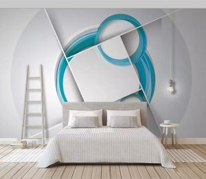 Benutzerdefinierte Foto 3d Tapetenwand Quadrat gerundet geometrische dreidimensionale Schlafzimmer HD Seide TV Hintergrund Wandtapete für Wohnzimmer