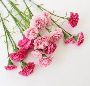 家の装飾的な花シルクカーネーションの造られた人工花3頭人工的なカーネーション9色は絹の花です