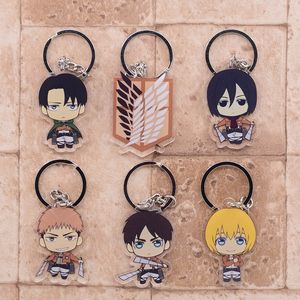Attack on Titan Keychain Double Sided Acrylic Key Chain Pendant Anime Accessories Cartoon Key Ring